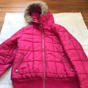 Pink puffy coat